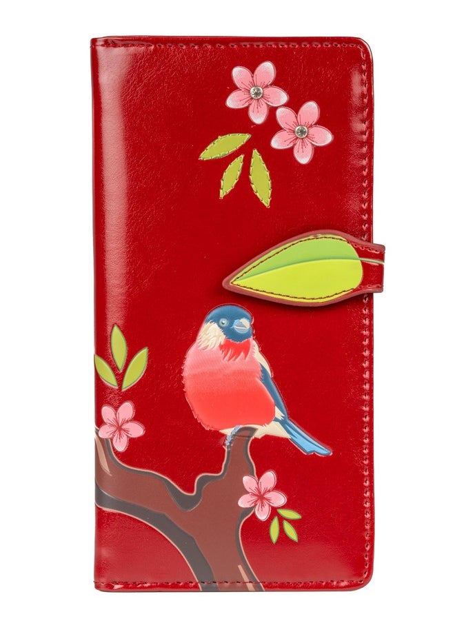 Shag Wear Women'S Premium Vegan Clutch Cardholder Wallet Zipper Red Crested Red  - Image 1