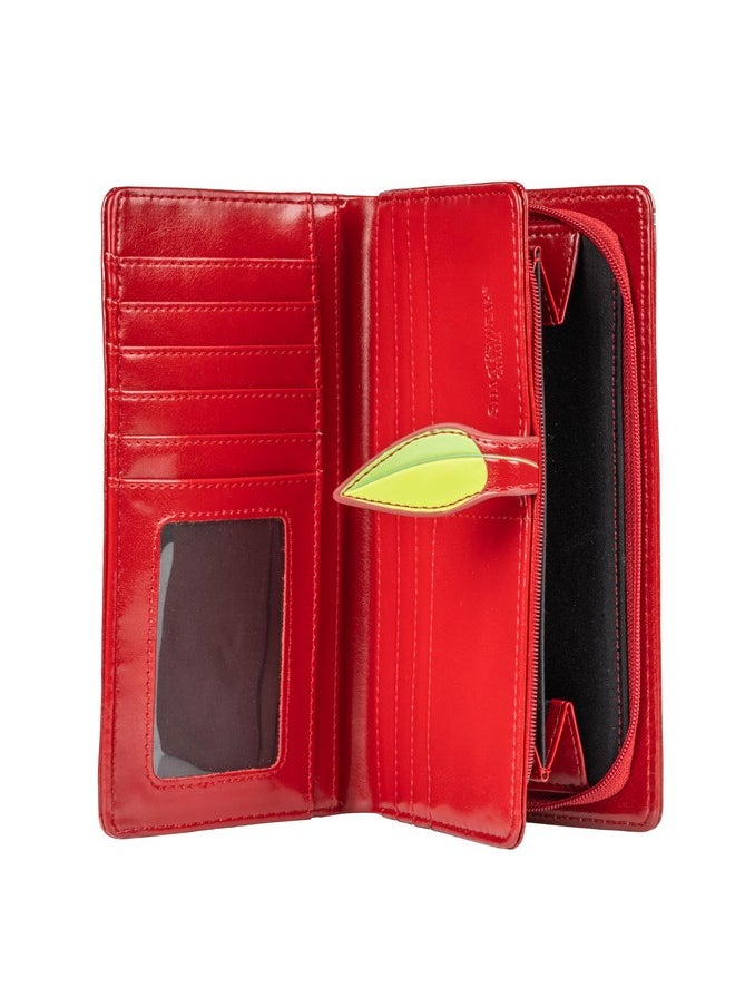 Shag Wear Women'S Premium Vegan Clutch Cardholder Wallet Zipper Red Crested Red  - Image 2