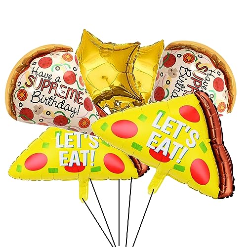 DYT 6PCS Pizza Foil Balloons Pizza Mylar Foil Balloon for Pizzaria Themed Birthday Decorations Supplies - Image 1