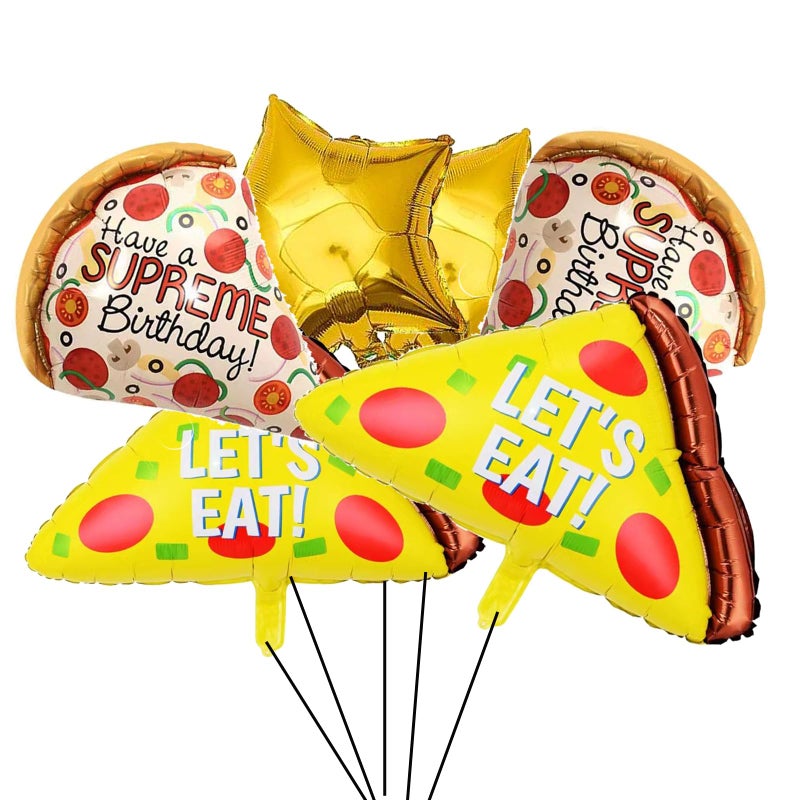 DYT 6PCS Pizza Foil Balloons Pizza Mylar Foil Balloon for Pizzaria Themed Birthday Decorations Supplies - Image 2