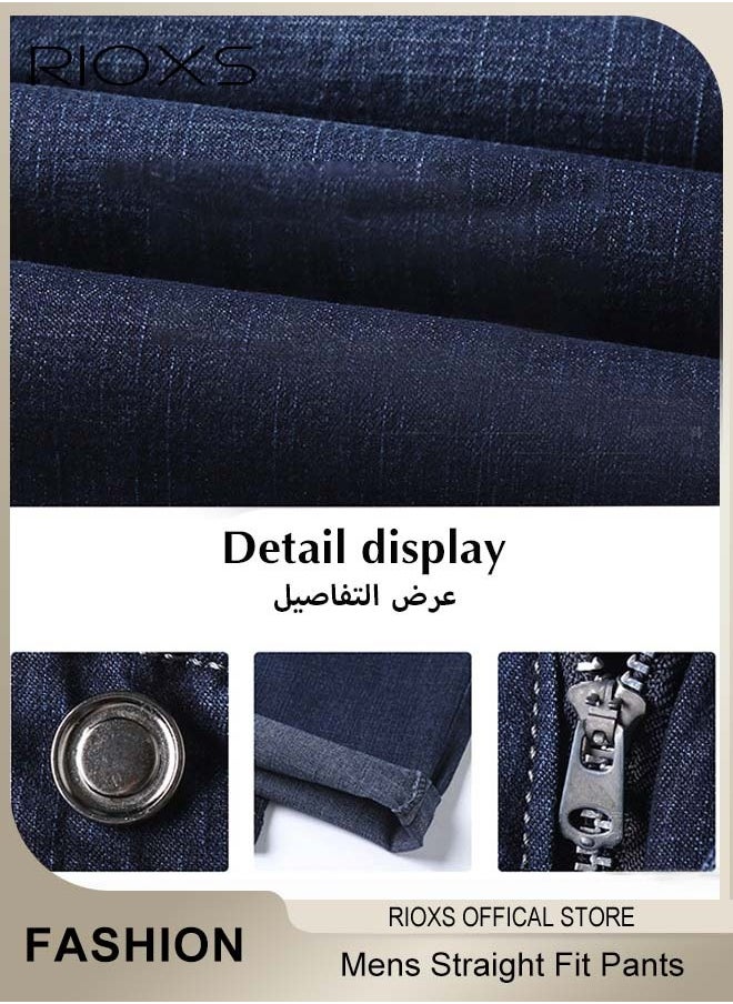 RIOXS Men's Jeans, Straight Fit Tapered Leg Pants,Casual Skinny Jean For Men,Classic Men Pants With Utility Pocket,Stretch Slim Fit Jeans,Light Wash Vintage Skinny Denim Trousers For Work Or Daily Wear  - Image 4