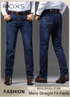 RIOXS Men's Jeans, Straight Fit Tapered Leg Pants,Casual Skinny Jean For Men,Classic Men Pants With Utility Pocket,Stretch Slim Fit Jeans,Light Wash Vintage Skinny Denim Trousers For Work Or Daily Wear  - Image 3