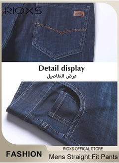 RIOXS Men's Jeans, Straight Fit Tapered Leg Pants,Casual Skinny Jean For Men,Classic Men Pants With Utility Pocket,Stretch Slim Fit Jeans,Light Wash Vintage Skinny Denim Trousers For Work Or Daily Wear  - Image 5