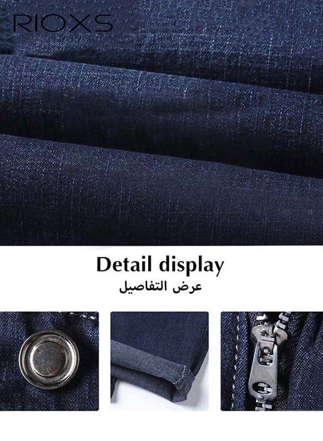 Men's Jeans, Straight Fit Tapered Leg Pants,Casual Skinny Jean For Men,Classic Men Pants With Utility Pocket,Stretch Slim Fit Jeans,Light Wash Vintage Skinny Denim Trousers For Work Or Daily Wear