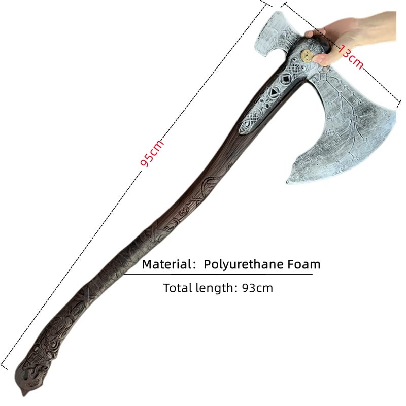 damdos Halloween Cosplay Props for God Axe PU Foam Vioking Axes Cosplay Weapon Birthday Gifts (Axe - Image 3