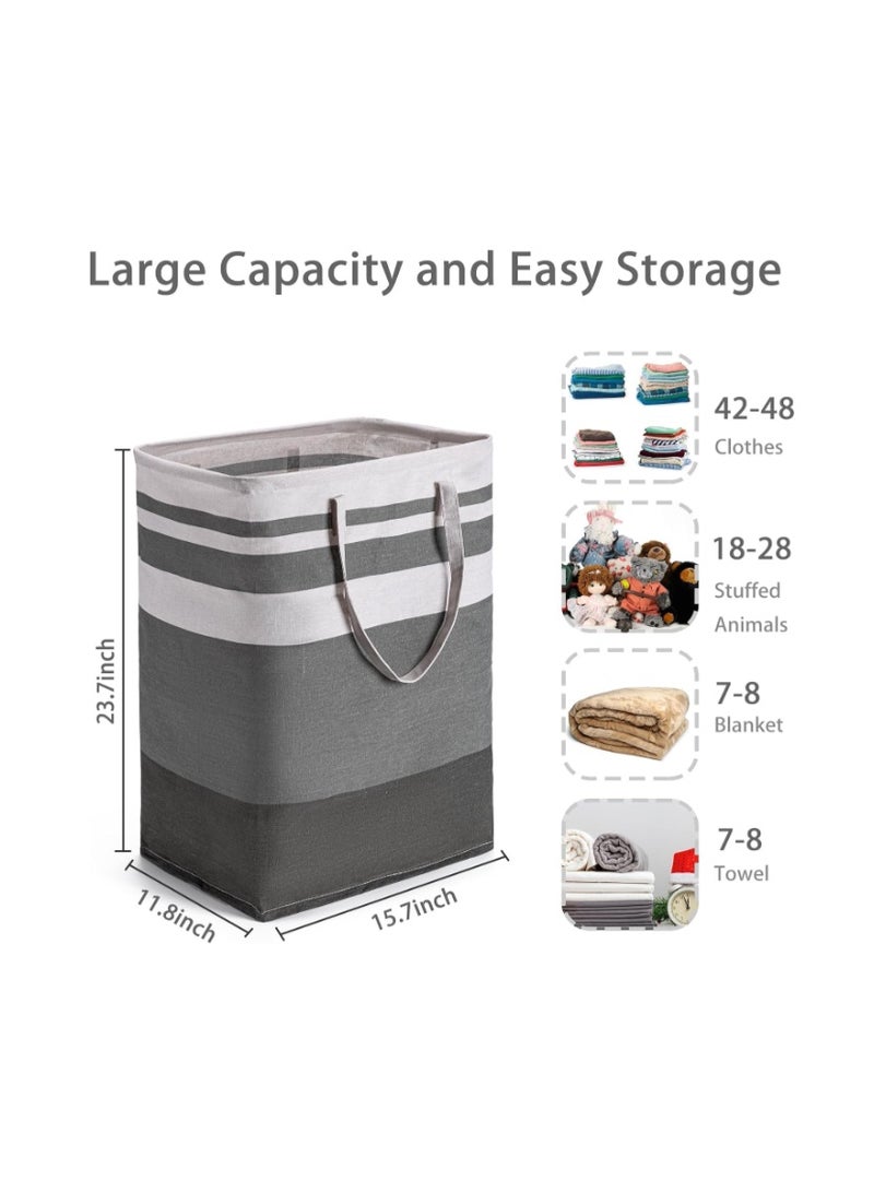 Purfex 2-Pack Laundry Basket 75L, Waterproof, Freestanding Large Laundry Hamper with Easy Carry Handles for Clothes Room Bedroom Bathroom Dorm - (Gradient Grey) - Image 3