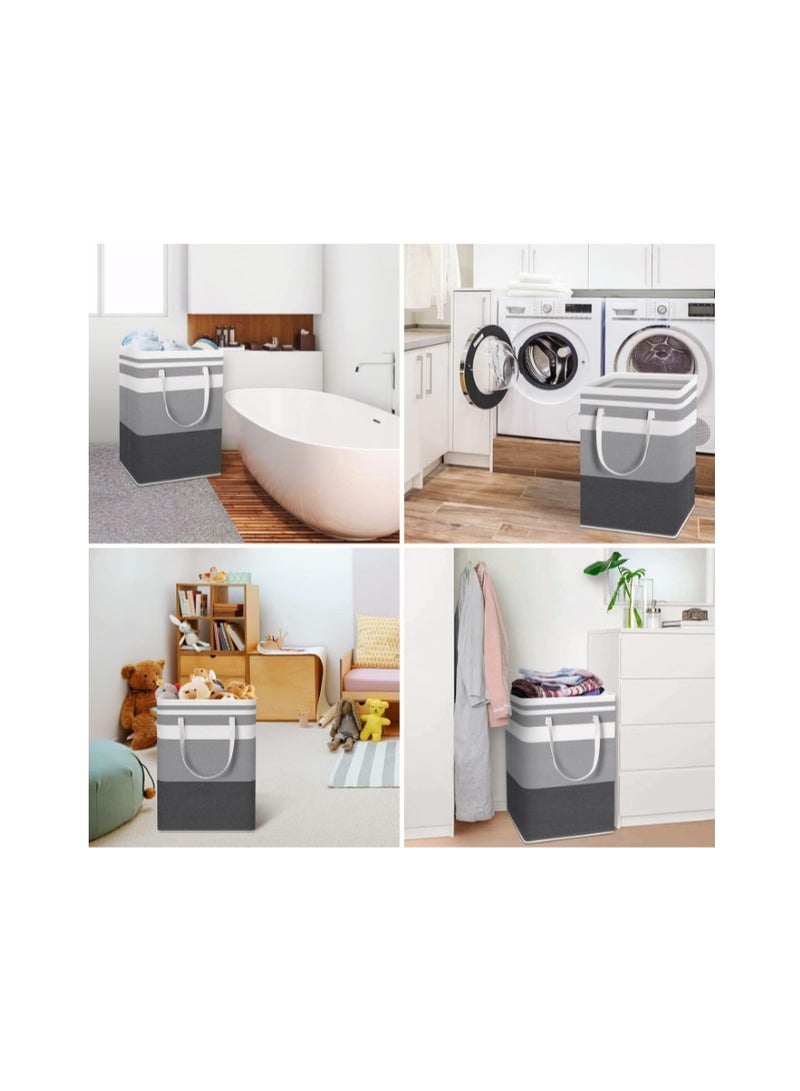 Purfex 2-Pack Laundry Basket 75L, Waterproof, Freestanding Large Laundry Hamper with Easy Carry Handles for Clothes Room Bedroom Bathroom Dorm - (Gradient Grey) - Image 5