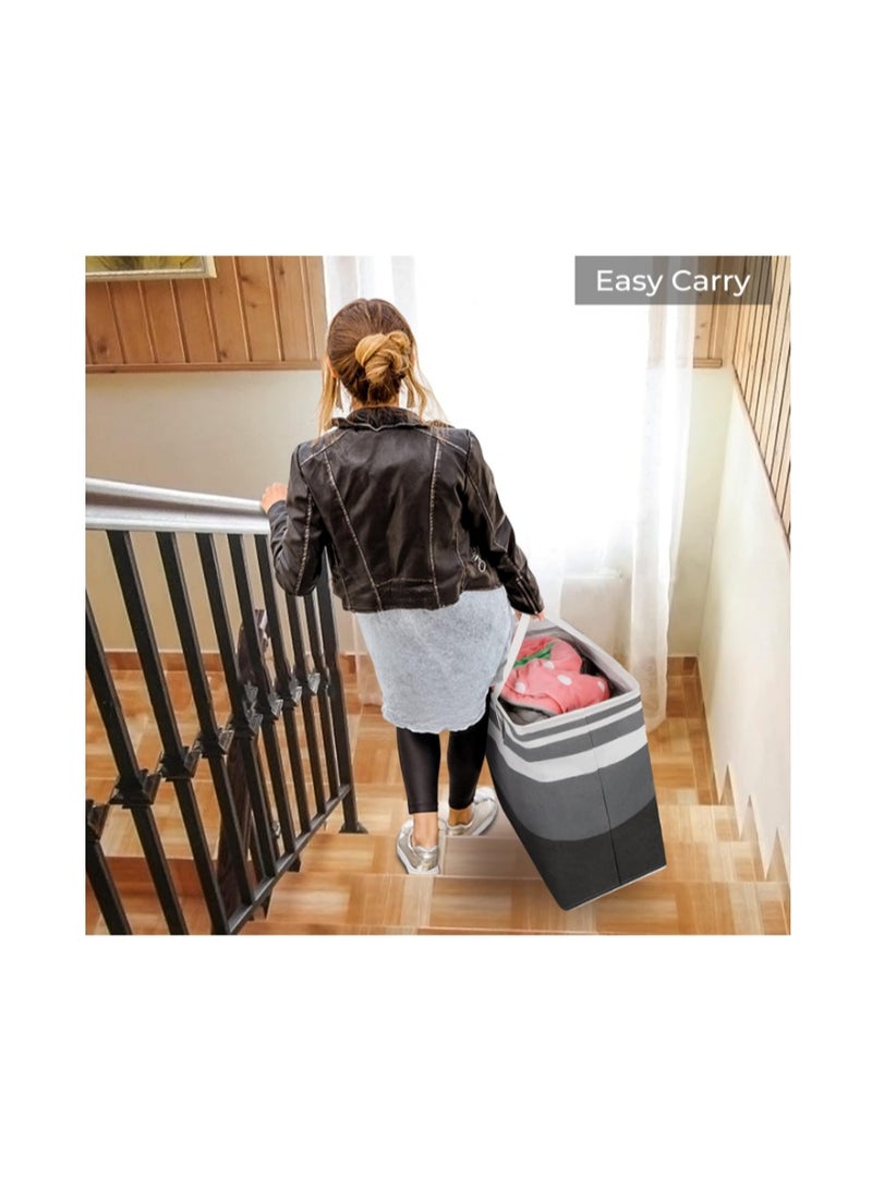 Purfex 2-Pack Laundry Basket 75L, Waterproof, Freestanding Large Laundry Hamper with Easy Carry Handles for Clothes Room Bedroom Bathroom Dorm - (Gradient Grey) - Image 2