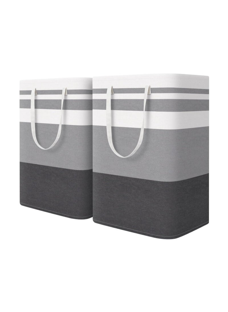 Purfex 2-Pack Laundry Basket 75L, Waterproof, Freestanding Large Laundry Hamper with Easy Carry Handles for Clothes Room Bedroom Bathroom Dorm - (Gradient Grey) - Image 1