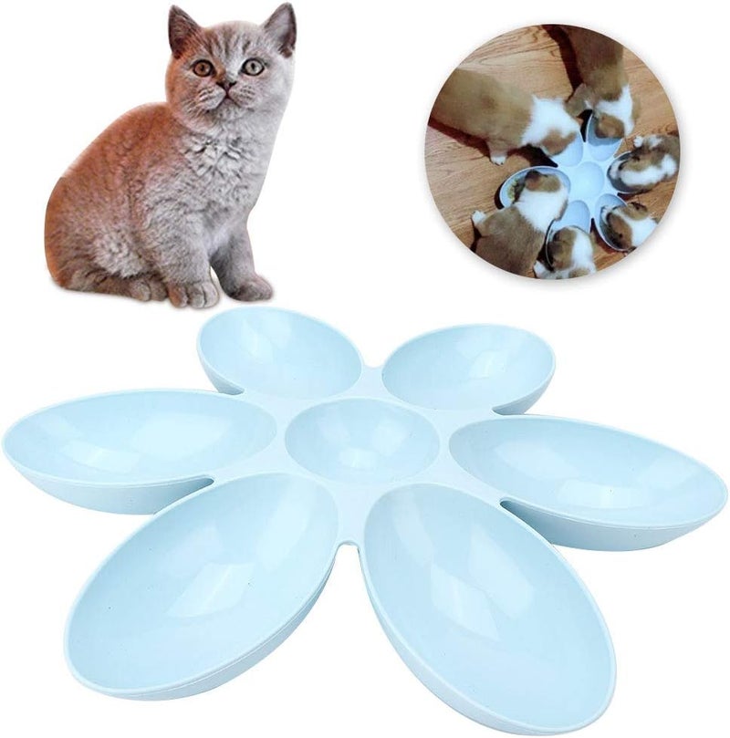 Pet Food Feeder Bowl with Six Petals, Durable PP Material, 16.54x16.54 Inch, Multiple Colors - Space Saving Design, Slow Eating Function, Ideal for Cats and Dogs (Blue) - Image 5