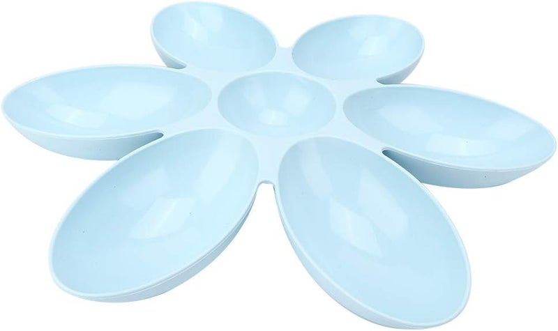 Pet Food Feeder Bowl with Six Petals, Durable PP Material, 16.54x16.54 Inch, Multiple Colors - Space Saving Design, Slow Eating Function, Ideal for Cats and Dogs (Blue) - Image 3