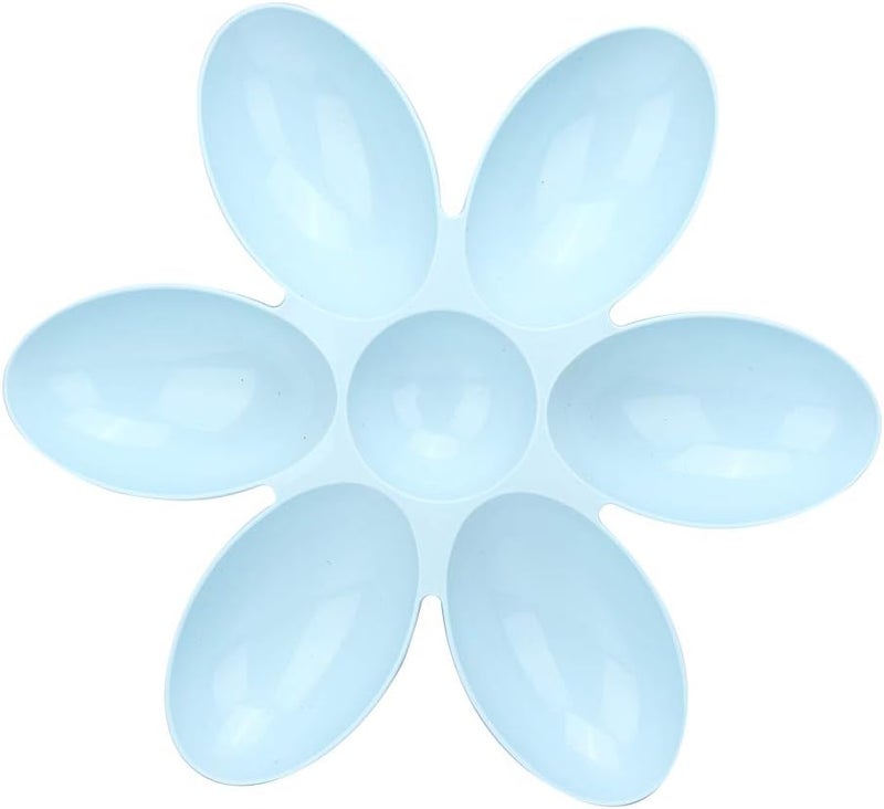 Pet Food Feeder Bowl with Six Petals, Durable PP Material, 16.54x16.54 Inch, Multiple Colors - Space Saving Design, Slow Eating Function, Ideal for Cats and Dogs (Blue) - Image 1