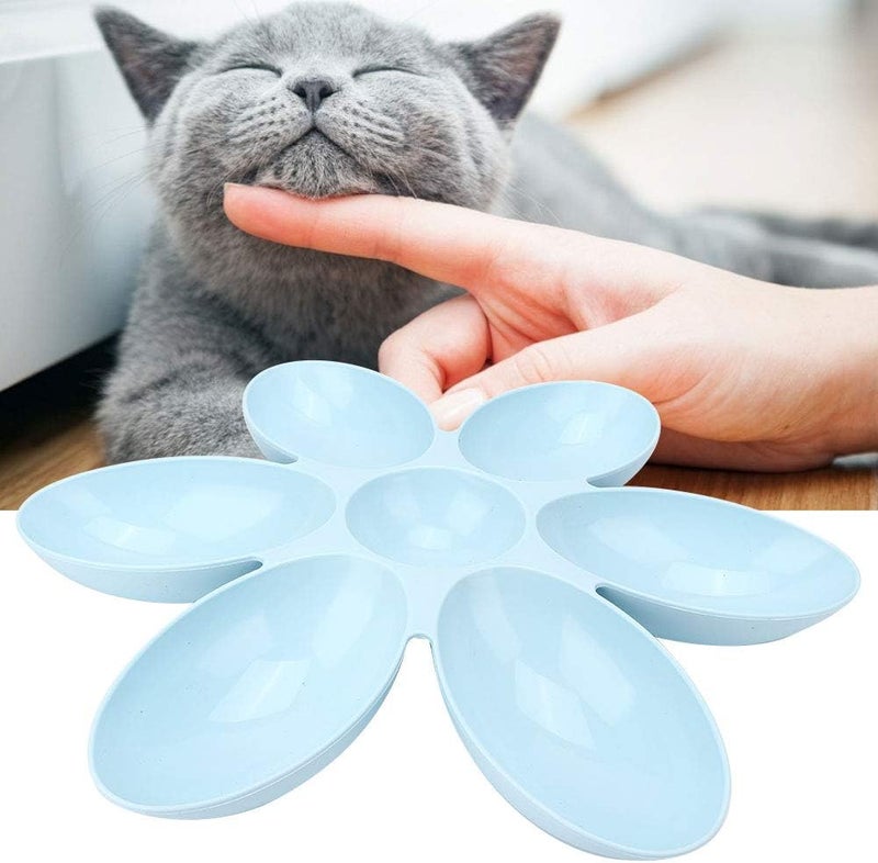 Pet Food Feeder Bowl with Six Petals, Durable PP Material, 16.54x16.54 Inch, Multiple Colors - Space Saving Design, Slow Eating Function, Ideal for Cats and Dogs (Blue) - Image 4