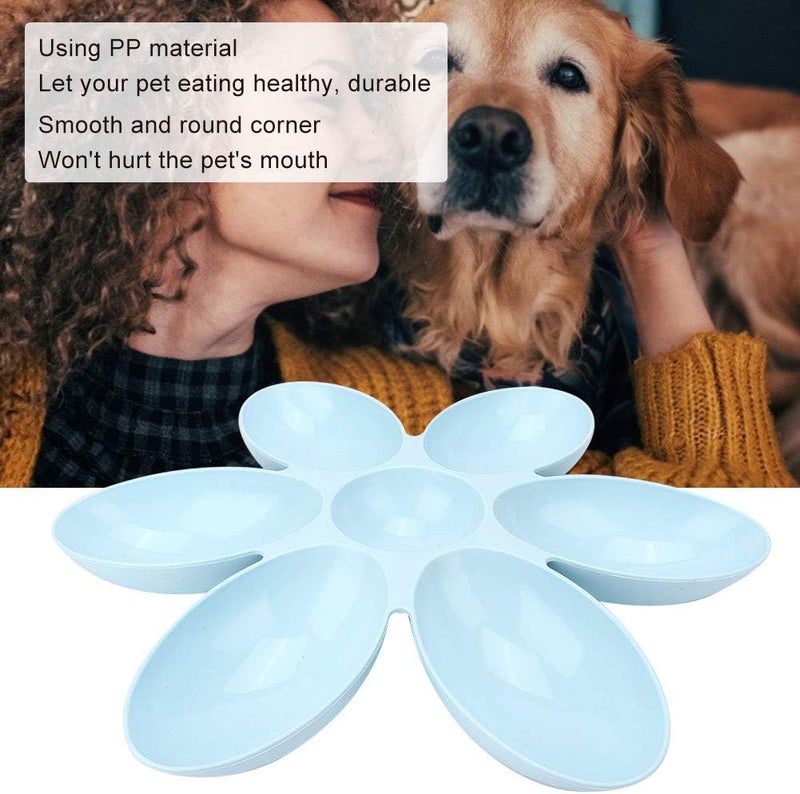 Pet Food Feeder Bowl with Six Petals, Durable PP Material, 16.54x16.54 Inch, Multiple Colors - Space Saving Design, Slow Eating Function, Ideal for Cats and Dogs (Blue) - Image 2
