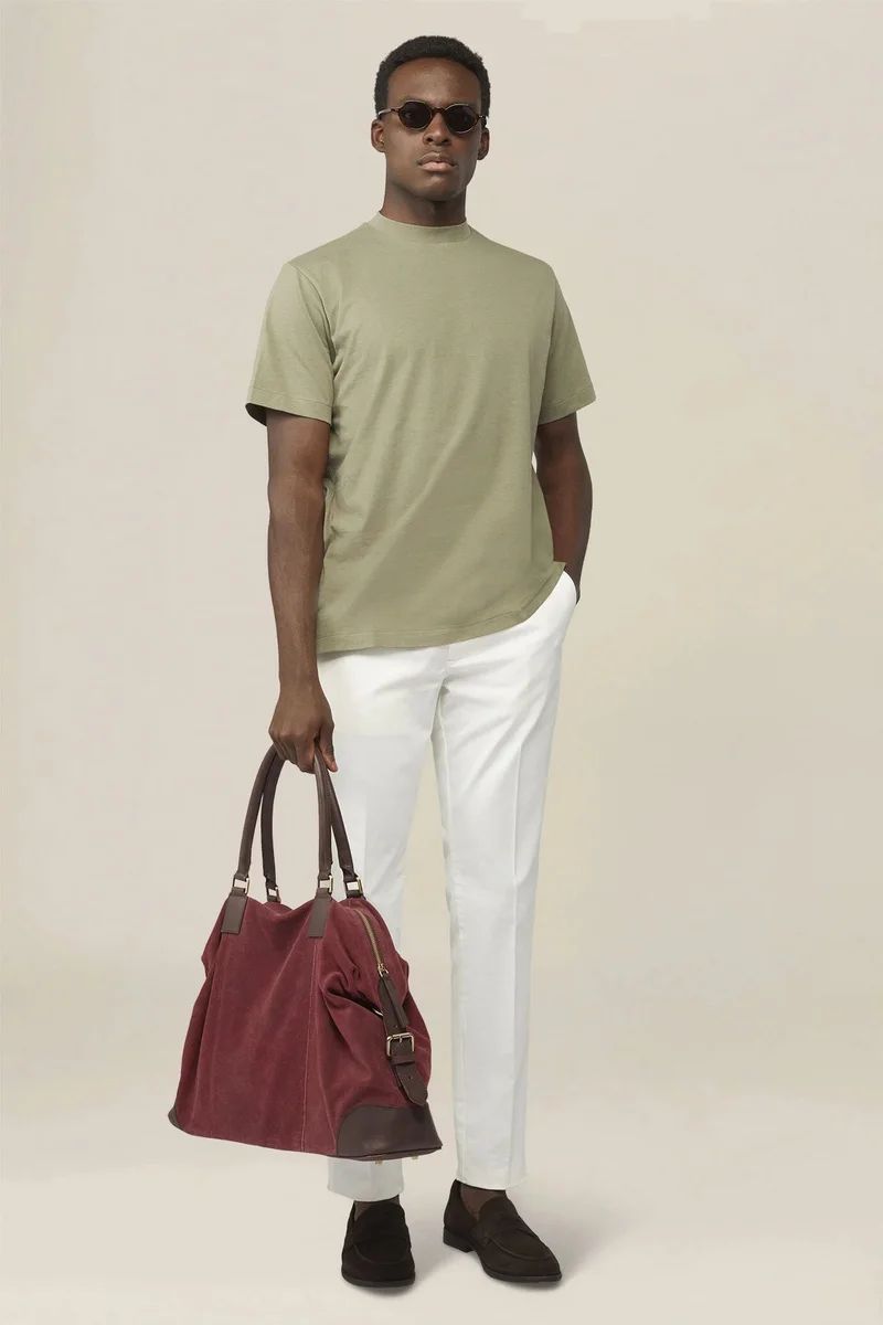 Doppelganger Green Men's T-shirt in 100% cotton jersey with slightly high neck - Sage Green for Men | Best Price UAE