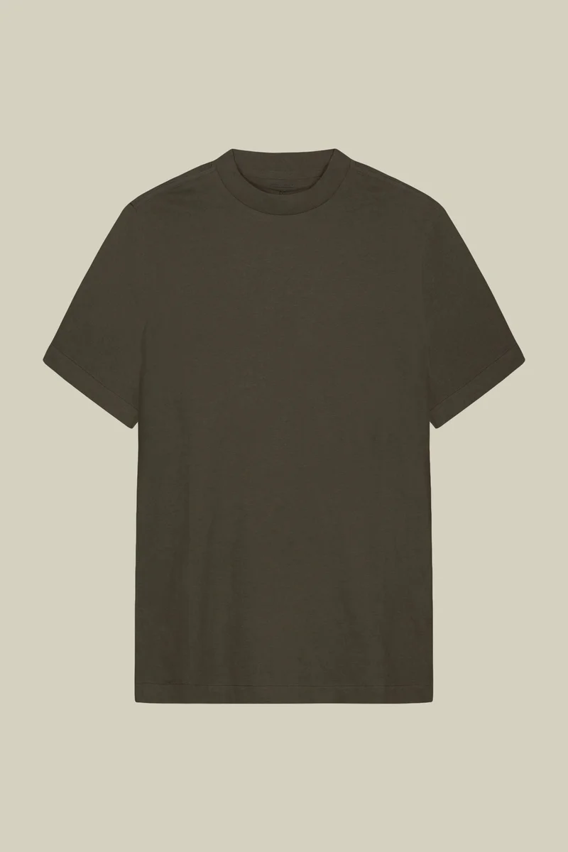 Doppelganger Green Men's T-shirt in 100% cotton jersey with slightly high neck - Sage Green for Men | Best Price UAE