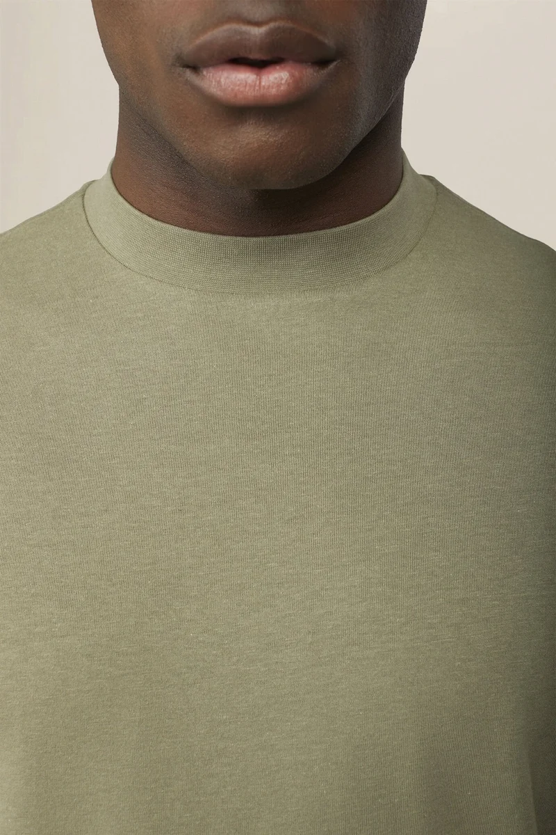 Doppelganger Green Men's T-shirt in 100% cotton jersey with slightly high neck - Sage Green for Men | Best Price UAE