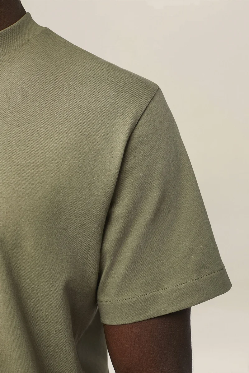 Doppelganger Green Men's T-shirt in 100% cotton jersey with slightly high neck - Sage Green for Men | Best Price UAE