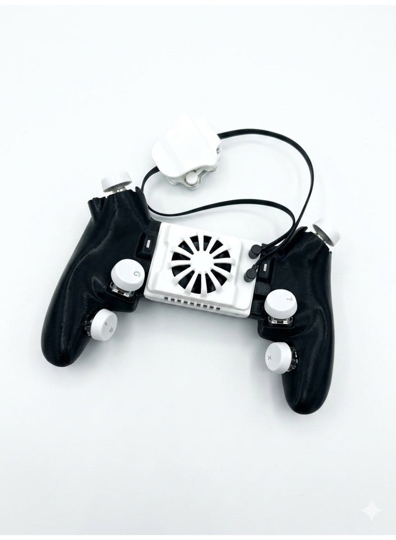 6-Button, 8-Finger Mobile Game Controller with Cooling Fan for Cooling and Heat Dissipation During Gaming, with a Physical Button Press Handle, Continuous Click, Continuous Macro Shooting - Image 3