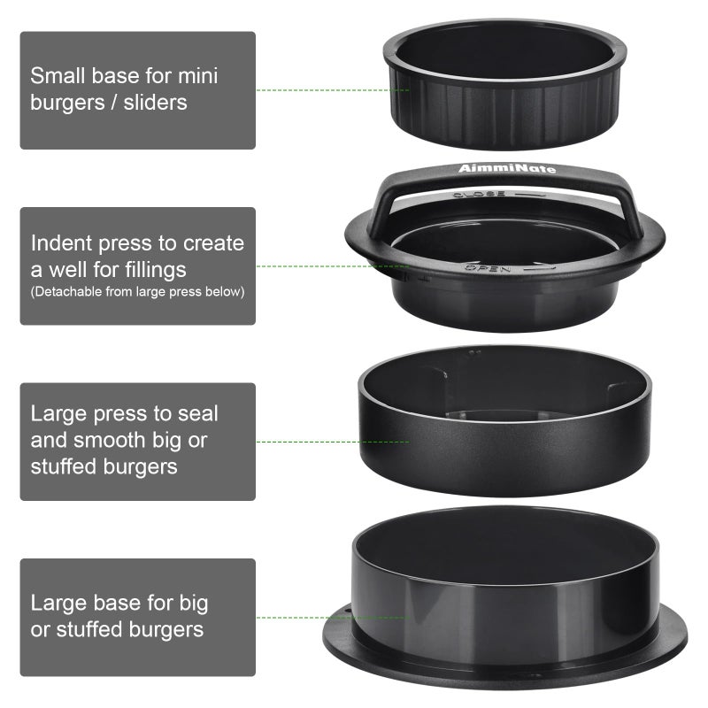 AimmiNate Hamburger Press Patty Maker, Hamburger Press, Burger Press, 3 in 1 Stuffed Burger Press Patty Maker, Hamburger Patty Maker for Grilling, Stuffed Burgers, Sliders, Beef Burger - Image 5