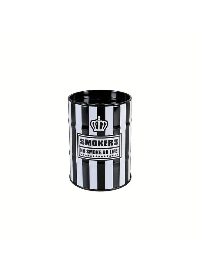 1pc Heavy Duty Metal Ashtray With Anti Spill Lid Large Capacity Retro Home Office Bar Car Cafe Black White - Image 4