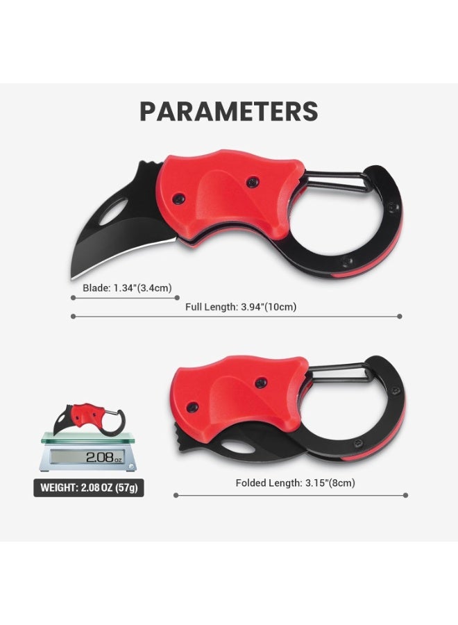 Soofam Mini Folding Pocket Knife,Cool Knife with Carabiner,Small EDC Box Cutter,Mini Keychain Knives for Package Opening, Rope Cutting, Wood Carving, and Crafts Processing (Red) - Image 5