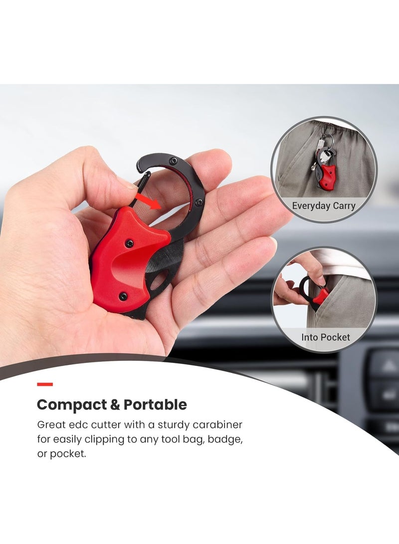 Soofam Mini Folding Pocket Knife,Cool Knife with Carabiner,Small EDC Box Cutter,Mini Keychain Knives for Package Opening, Rope Cutting, Wood Carving, and Crafts Processing (Red) - Image 4