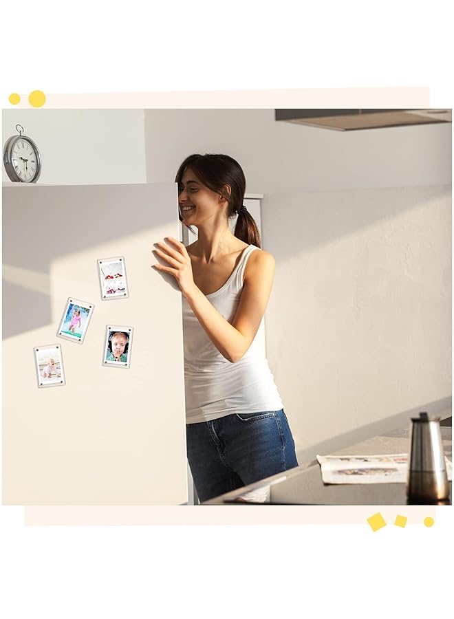 erorex Magnetic Fridge Frame 6 Pcs Magnetic Acrylic Picture Frame Clear Frameless Display Frame For Cards Memos Refrigerator And Office Cabinet Locker 6 * 9 Cm - Image 2