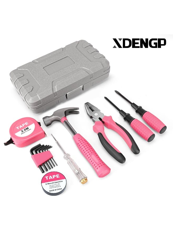 general 13 Piece Pink Tool Set, Mini Tool Box for Women. Home Tool Kit with Plastic Storage Toolbox for All Purpose Office, Garage, Apartment and College Dorm - Image 2