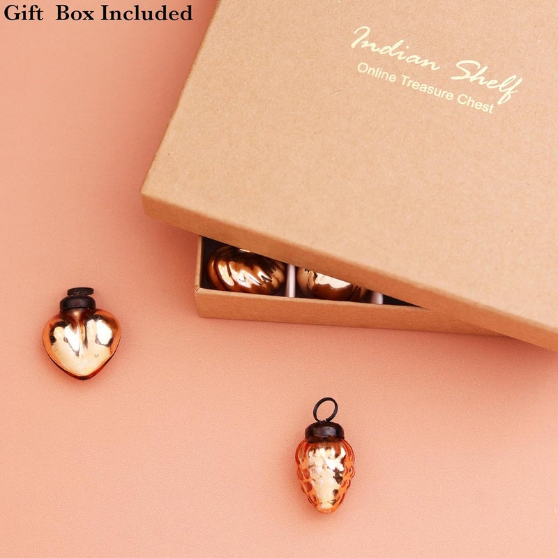 Indian-Shelf 300 Piece Glass Golden Rose Gold Christmas Ornaments Decorative Mercury Mini Vintage Bulk Hanging Ornament for Halloween Christmas Tree New Year Valentine Day Holidays Event Wedding Party Decor - Image 2
