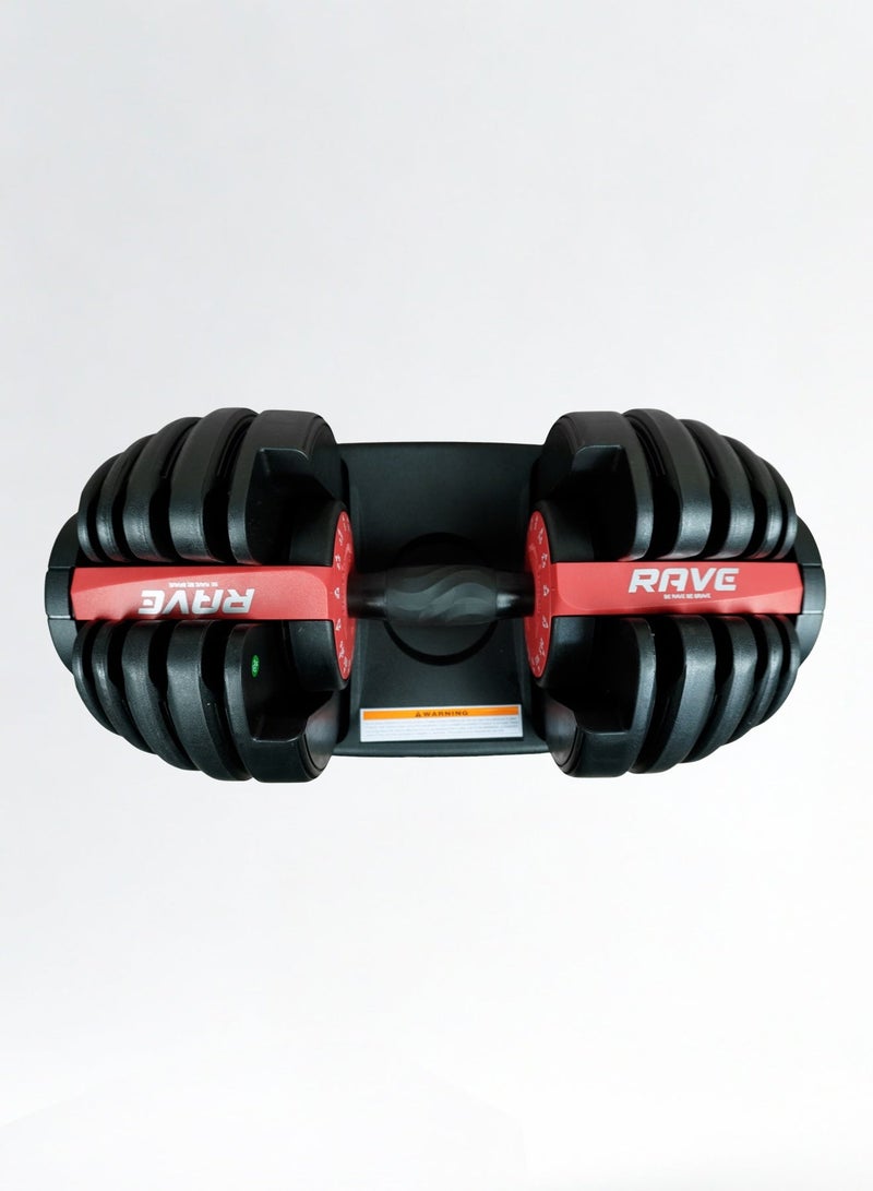 RAVE 24KG Adjustable Dumbbells Weight Gym Set for Home Office Fitness 15 IN 1 Dumbbell - Image 2