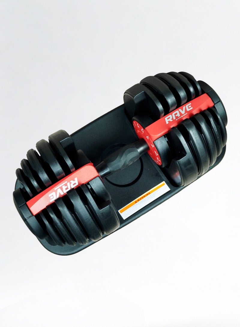 RAVE 24KG Adjustable Dumbbells Weight Gym Set for Home Office Fitness 15 IN 1 Dumbbell - Image 3