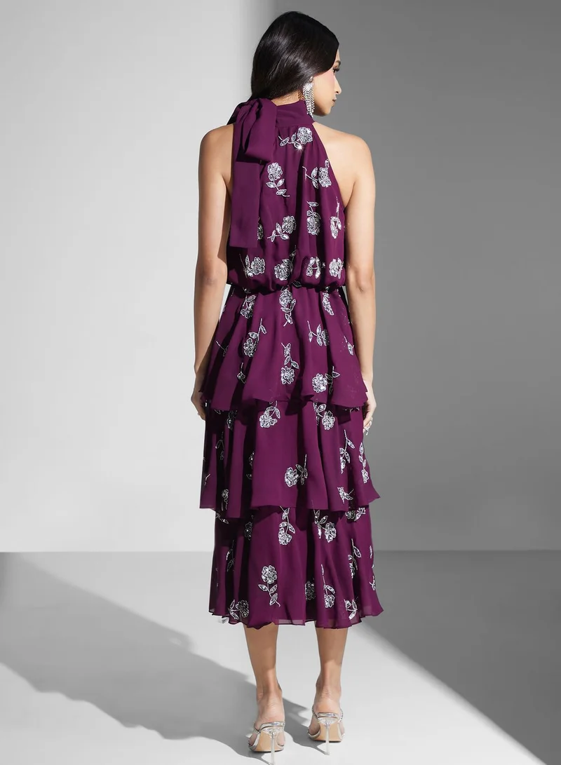 Frock and Frill Floral Chiffon Dress