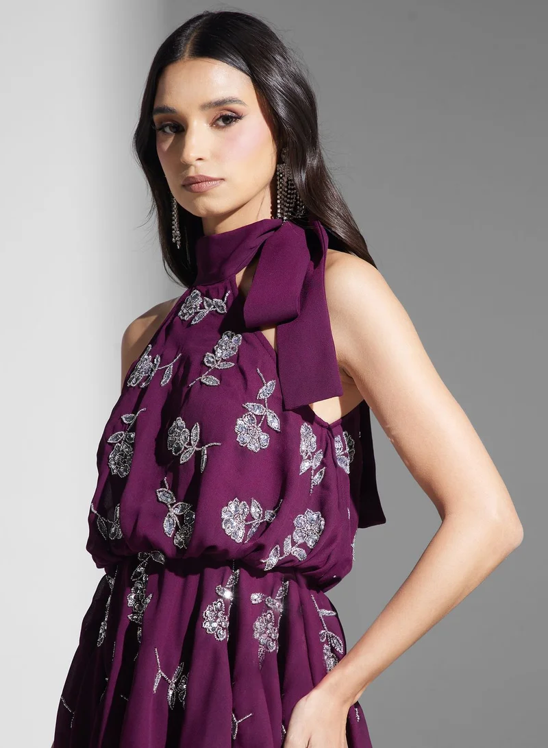 Frock and Frill Floral Chiffon Dress