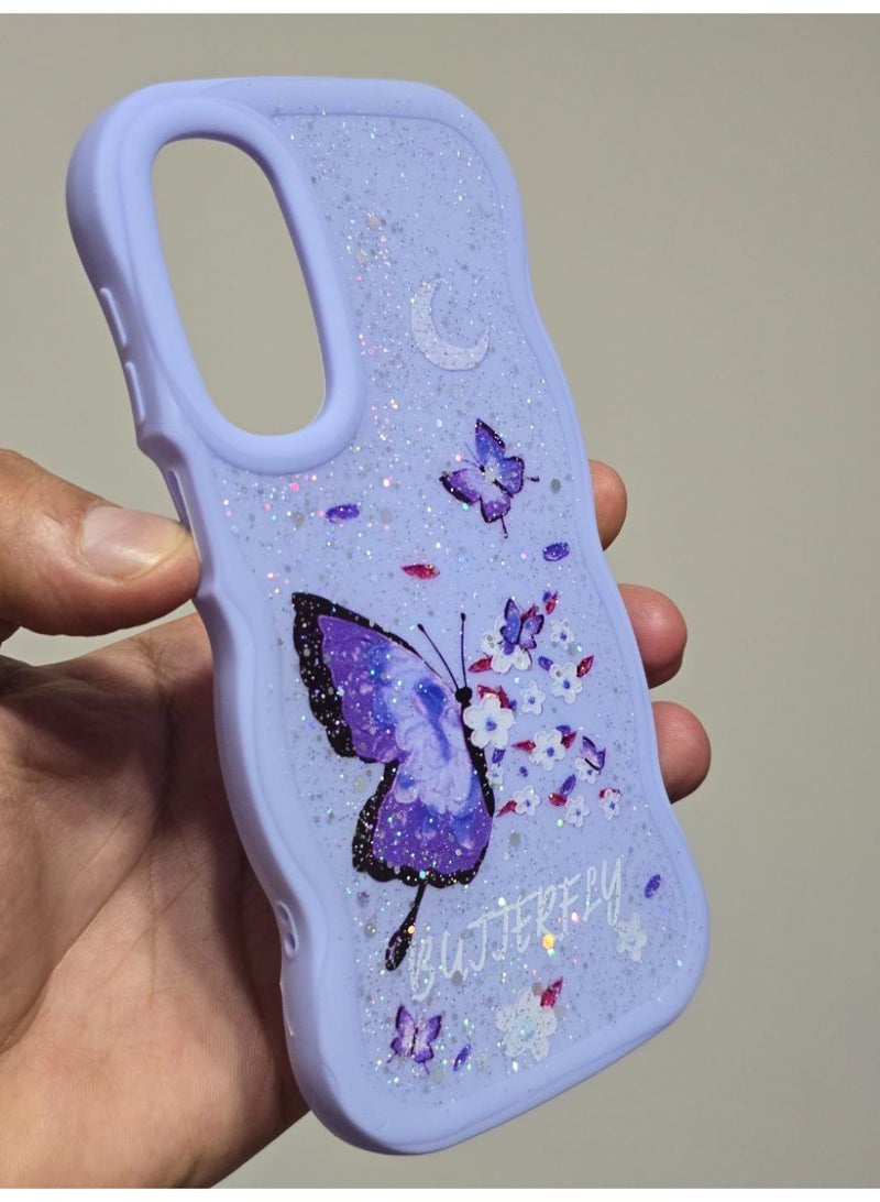 غطاء خلفي مطبوع عليه فراشه و مكتوب عليه Butterfly متوافق  مع هاتف سامسونج جلاكسي A17 - Image 2