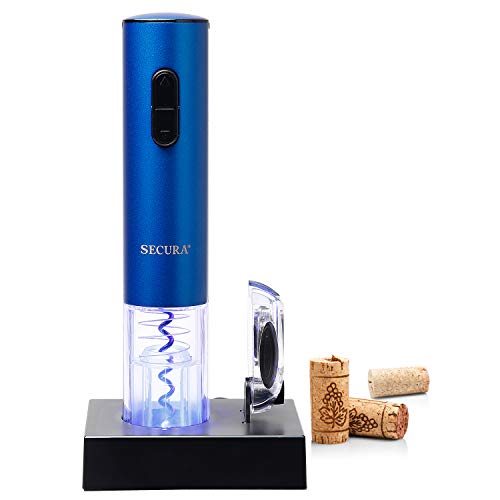 Secura Electric Wine Opener, Automatic Electric Wine Bottle Corkscrew Opener with Foil Cutter, Rechargeable (Blue) - Image 1