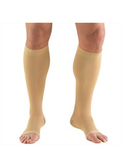 Truform 20-30 mmHg Compression Stockings for Men and Women, Knee High Length, Open Toe, Beige, Medium (1 Pair)  - Image 1