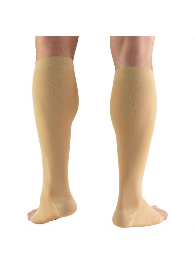Truform - 20-30 mmHg Compression Stockings for Men and Women, Knee High Length, Open Toe, Beige, Medium (1 Pair) - Image 1