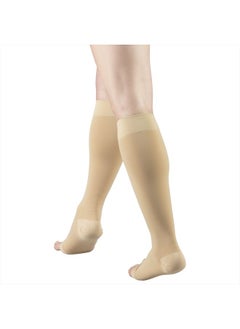 Truform 20-30 mmHg Compression Stockings for Men and Women, Knee High Length, Open Toe, Beige, Medium (1 Pair)  - Image 5