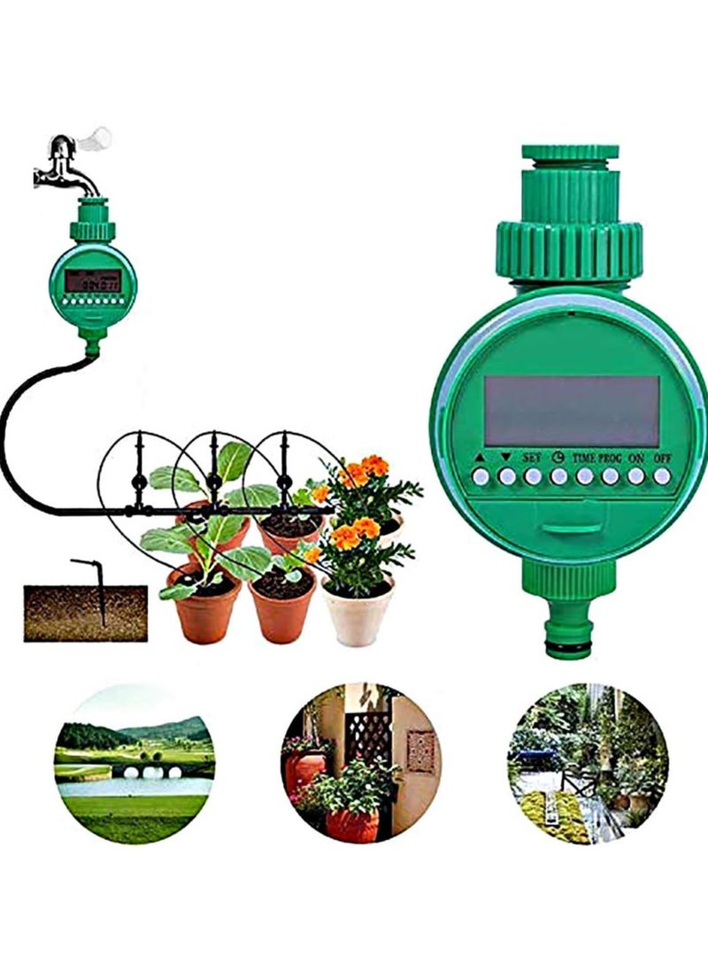 Joshberg - Automatic Watering Timer,Outdoor Garden Irrigation Controller,Irrigation Controller Hose Faucet Timer 3/4" 1/2" Tap Automatic Watering Device without Battery Green - Image 1