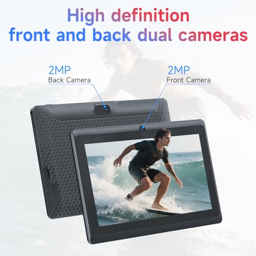 Aheadlink Android 14 Tablet 7 inch Tablets with Case, 8GB RAM 32GB ROM 1TB Expand, Quad-Core Processor Tablet PC, 1024 x 600 IPS Screen, Dual Camera, 3000mAh Battery, Bluetooth, WiFi, GMS, Widevine L1, Black - Image 5