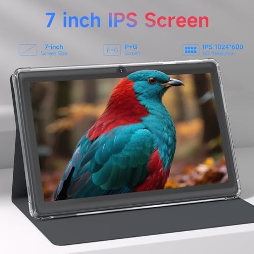 Aheadlink Android 14 Tablet 7 inch Tablets with Case, 8GB RAM 32GB ROM 1TB Expand, Quad-Core Processor Tablet PC, 1024 x 600 IPS Screen, Dual Camera, 3000mAh Battery, Bluetooth, WiFi, GMS, Widevine L1, Black - Image 3
