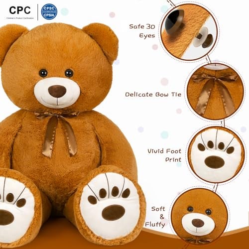 MaoGoLan Giant Teddy Bear 50in Large Stuffed Animal Jumbo Big Bear Plush, Soft Teddy Plush Toy for Kids Teens Girls Birthday Gift Cute Decorations for Baby Shower Themed Party - Image 2