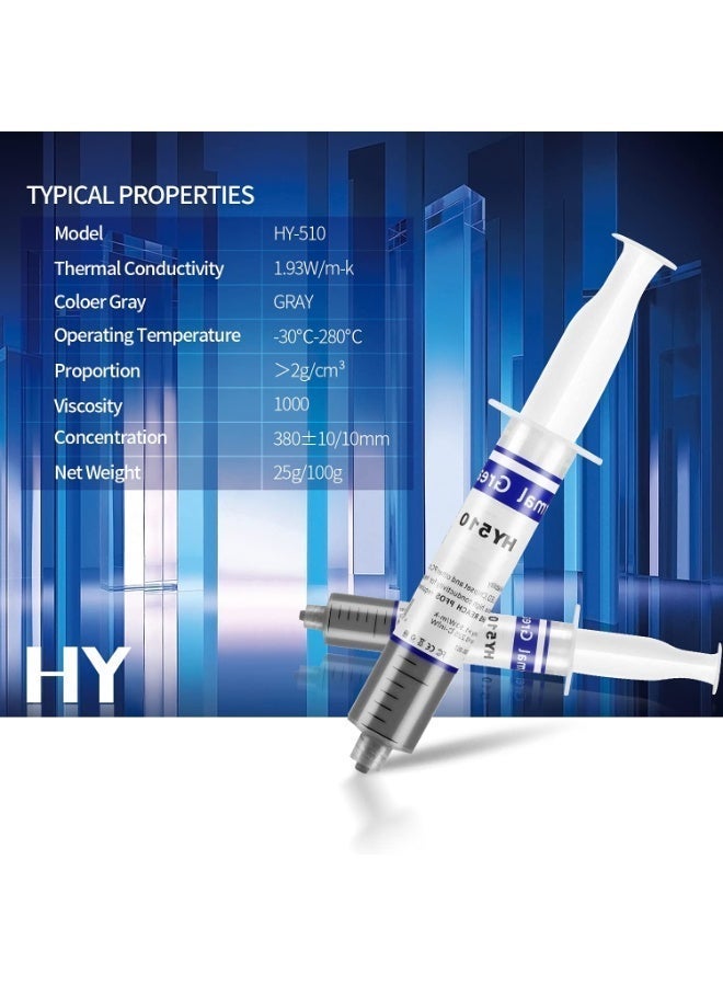 شابية عبوتان من معجون التبريد الحراري HY510 (100 غرام) > 1.93 واط/م.ك-CPU، معجون تبريد للكمبيوتر، معجون موصل حراري، معجون حراري لوحدة المعالجة المركزية ووحدة معالجة الرسومات وجهاز بلاي ستيشن 4 والكمبيوتر الشخصي - Image 2
