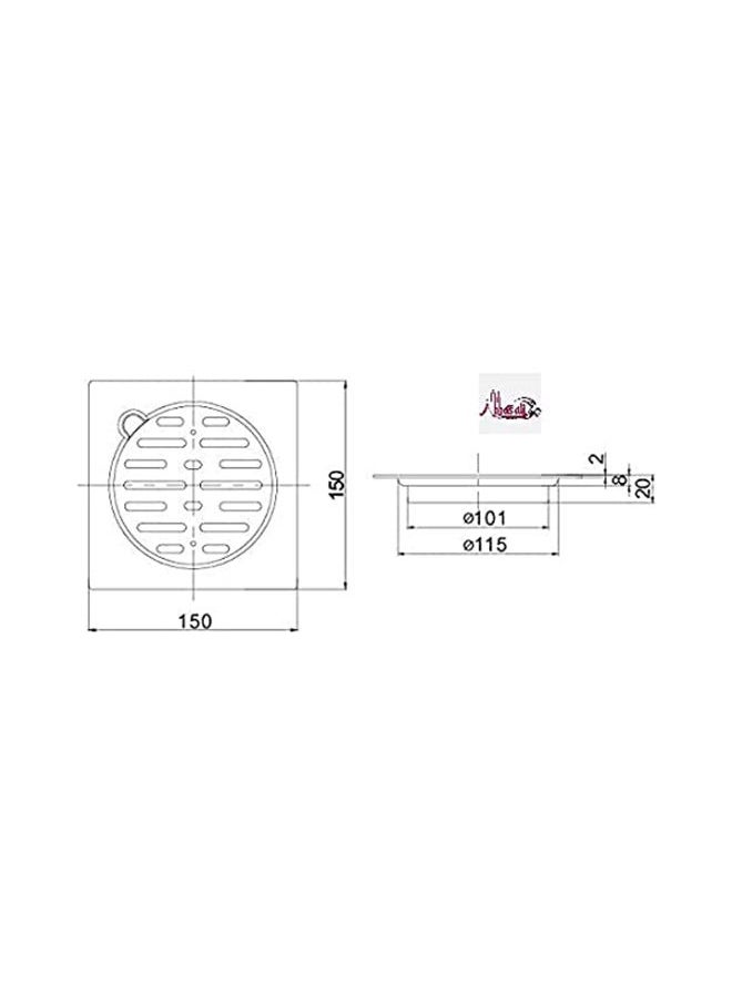 ABBASALI STAINLESS STEEL 150 mm x 150 mm BATHROOM SHOWER FLOOR DRAIN  - Image 2
