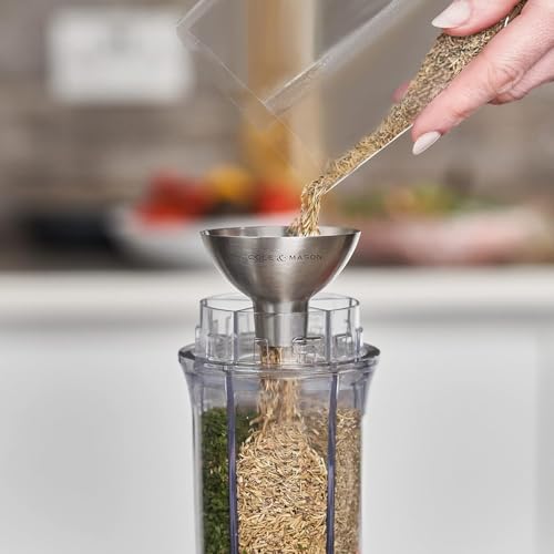 COLE & MASON Stainless Steel Salt and Pepper Funnel - Versatile Small Funnel for Filling Spice Jars and Other Kitchen Essentials - Convenient Funnels for Kitchen Use Filling Bottles - Metal Funnel - Image 4