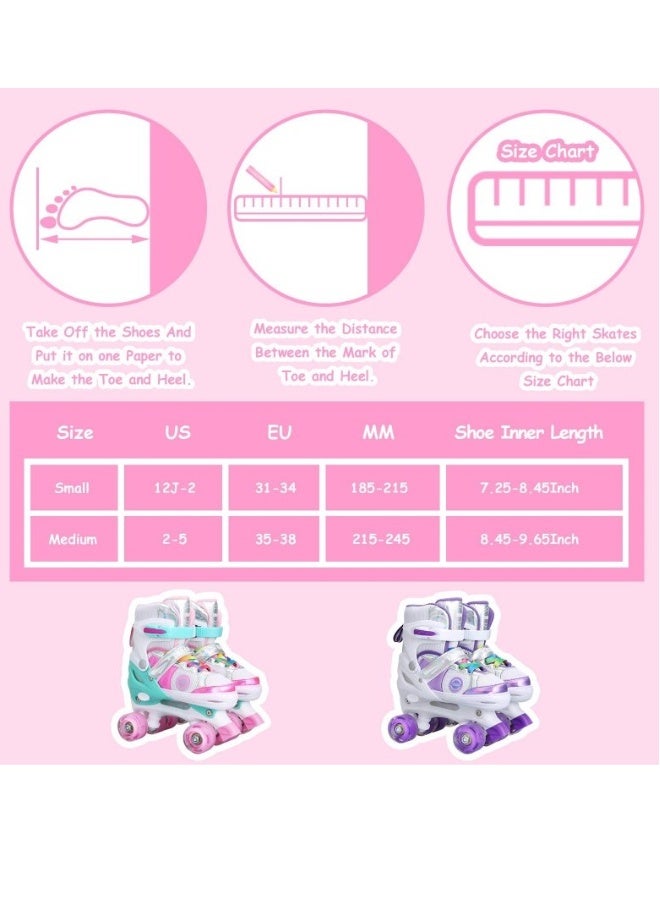 Loquat Kids Roller Skates Shoes 4 Wheels Roller Shoes Boys Girls Wheel Shoes Roller Sneakers Shoes For Beginner More Balanced For Ramadan Gift Birthday Children Show Gift Pink - Image 4