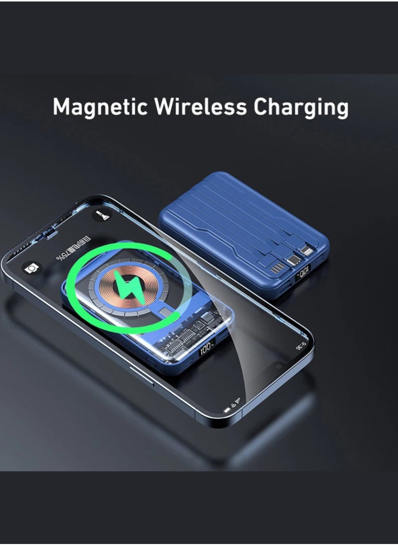 xinzhen - C2 10000mAh Wireless Power Bank with 22.5W Fast Charging, LED Display, Type C/USB Blue - Image 1