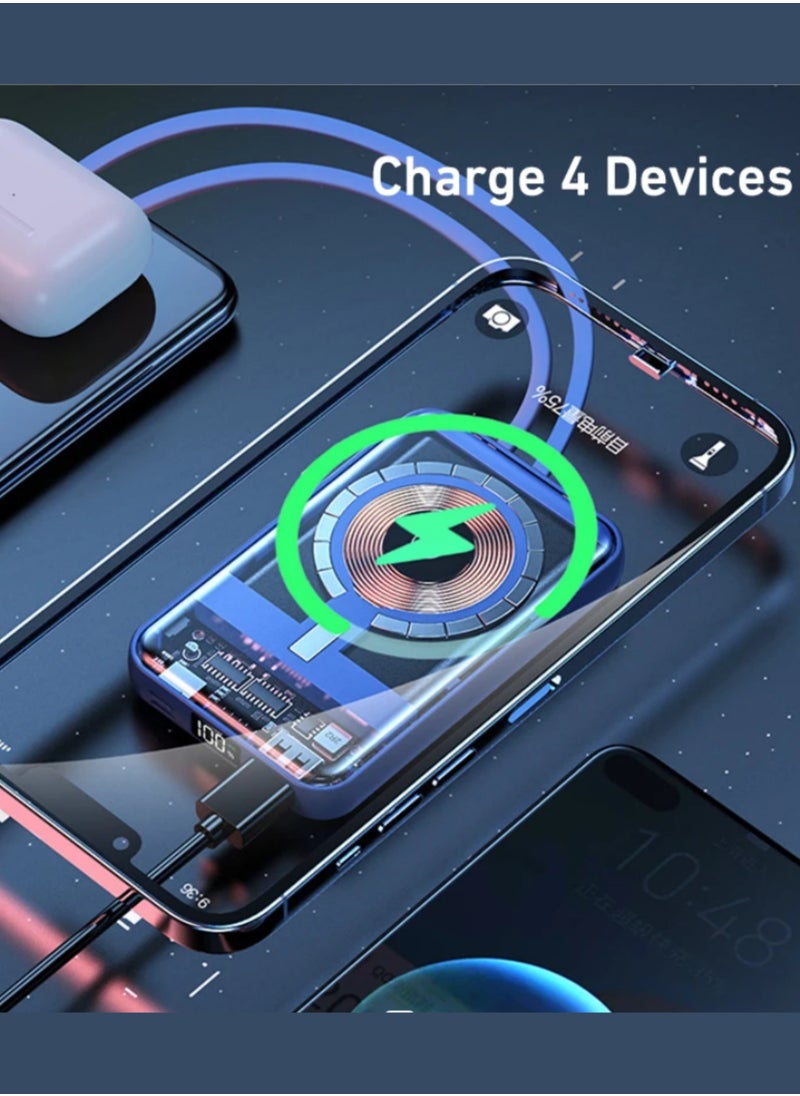 xinzhen - C2 10000mAh Wireless Power Bank with 22.5W Fast Charging, LED Display, Type C/USB Blue - Image 1