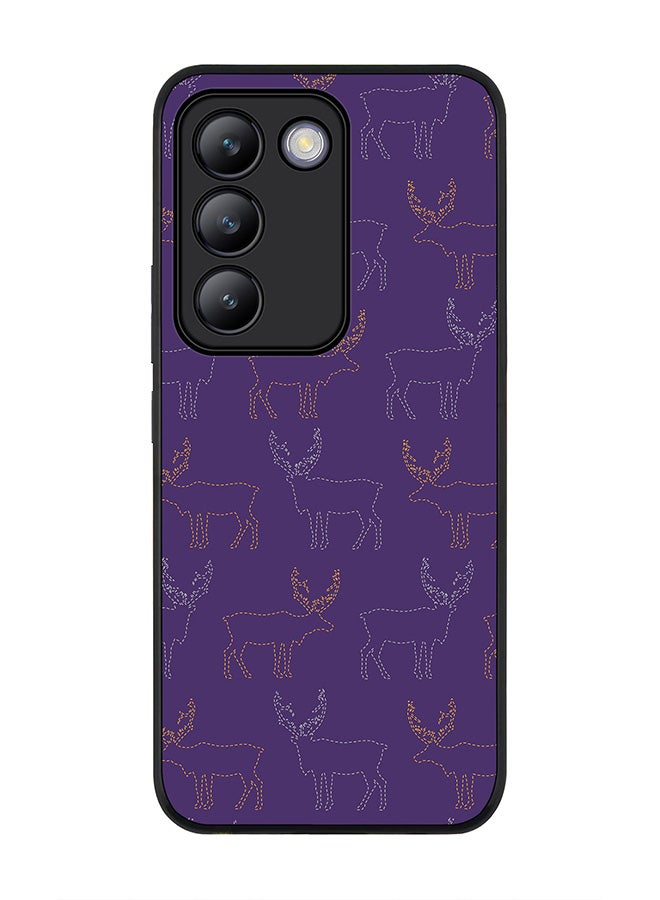 Stylizedd Rugged Black edge case for Vivo V30 Lite 5G, Slim fit Soft Case Flexible Rubber Edges Anti Drop TPU Gel Thin Cover -  Purple Moose - Image 1